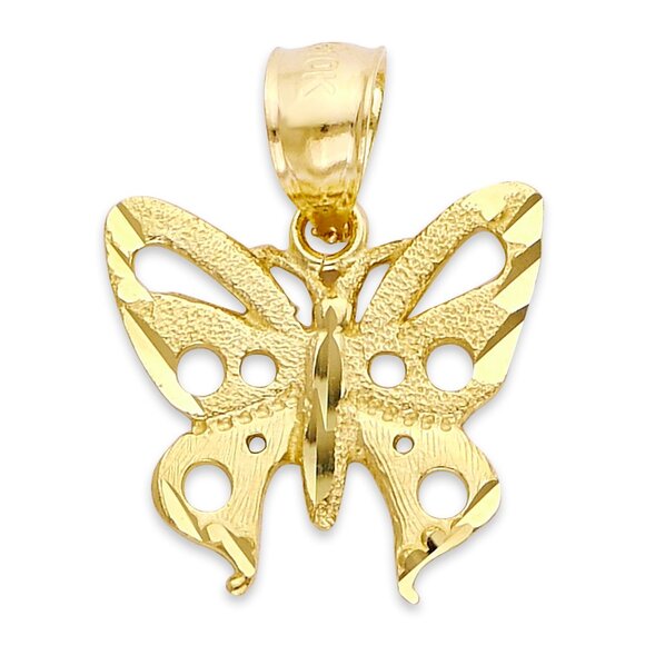 Solid 14k Gold Butterfly Charm Pendant